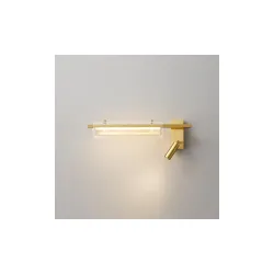 Gold LED Wall Light with Reading Spotlight