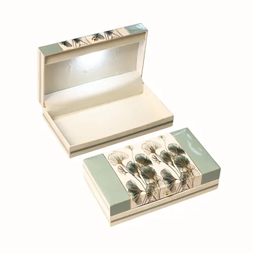 Image of Gold Printed LED Floral Gift Box Glossy Wedding Shagun 