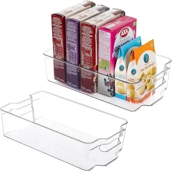 Golden Bird Clear Plastic Pantry Organizer Bins Set,Food Storage Bins with Handle For Refrigerator,Fridge,Cabinet,Kitchen BPA free (12.5??Lx8.3?Wx3.5?H,2), Pack of 2