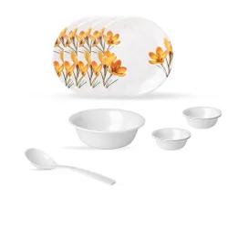 Golden Fish 10 Pieces Dinner Set for Kitchen & Dining | 4 Full Plates