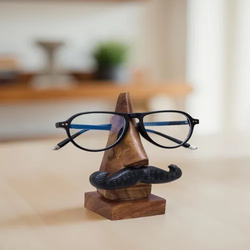 Image of Golden Peacock Wooden Nose-Shaped Spectacle Showpiece
