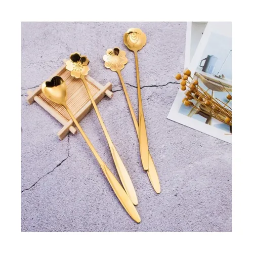 Image of Golden Spoon Set/Coffee Spoon/Dessert Spoons/Cutlery Kitchen Tableware/Stainless