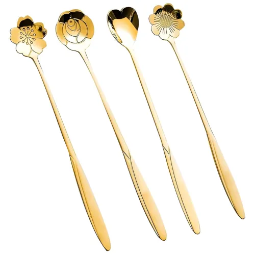 Image of Golden Stainless Steel Coffee Spoon Set - 4 Pcs