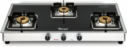 Golden Surya Toughened Glass Top, gas stove 3 burner, Stainless Steel Body