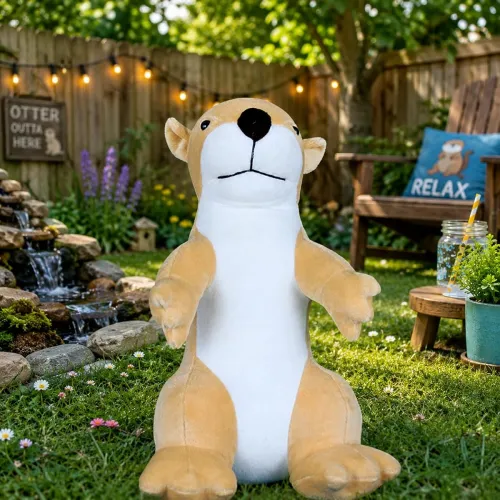 Image of GOLDENHUB 30 cm Cream-Coloured Plush Otter Standing Soft Toy