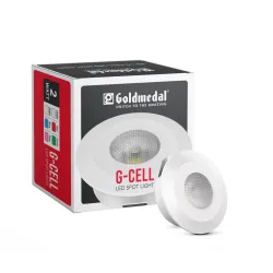 Goldmedal G-Cell 2W Round LED Spotlight | Compact Design Ceiling Light for Cabinets & Wardrobes | with 45° Beam Angle | 
