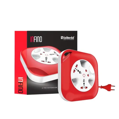Image of Goldmedal Infino 2 Pin Extension Board Master Switch with Indicator | Heavy-Duty 5-Meter Cable Extension Cord | Universa