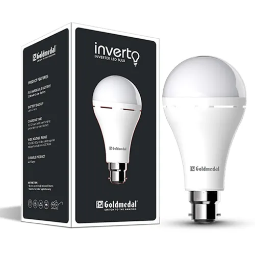 Image of Goldmedal Inverto 12W Emergency Rechargeable LED Bulb | 2200mAh Battery | With 4 Hours Battery Backup |Ideal for Power C
