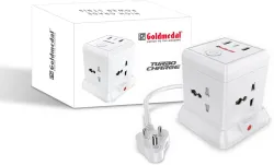 Goldmedal Turbocharge 4+3 Power Strip 4 Socket Extension Boards (White, 2 m, With USB Port)