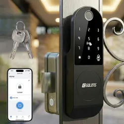Golens X32 (NEW Launch) Digital Rim Lock for Wooden & Metal Doors | Waterproof Design | 20–60mm Thickness | 6-in-1 Unlock – Fingerprint, PIN, RFID, App, OTP & Manual Key | Remote Unlock via....
