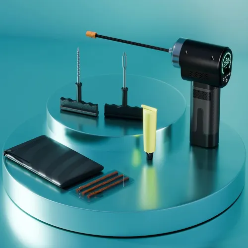 Image of GoMechanic Wireless Tyre Inflator for Car & Bike | 150 PSI | 2x2000 mAh Rechargeable Battery | Digital Display | LED Lig