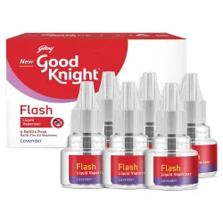 Good Knight Flash Liquid Vaporiser | Pack of 6 (45ml Each) | Lavender Fragrance