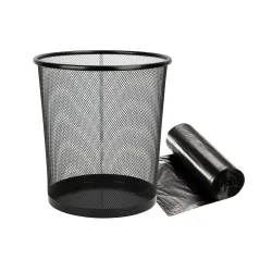 GoodWill Tech Metal Mesh Waste Dustbin with Garbage Bags Combo | 9.4L Small Black Dustbin for Home, Kitchen & Office | Durable Mesh Bin + Trash Bag Roll (Combo - 1 Dustbin + 1 Garbage bag Ro...