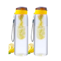 GOPI Infuse Plastic Water Bottle, 800 ml, Set of 2, YELLOW