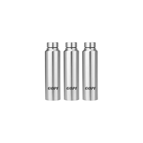Image of GOPI Slim Stainless Steel Water Bottle, Set of 3, 1 liter Each
