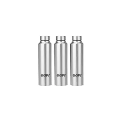 GOPI Slim Stainless Steel Water Bottle, Set of 3, 1 liter Each