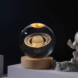 Gopz 3D Galaxy Crystal Ball Night Light with Color LED Base,10 cm  (Glass, Yellow)
