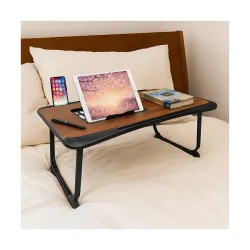 GoRogue Study Desk for Bed, Ventilated Angle Adjustable iPad Stand with Mobile, Tablet Holder, Foldable Table for Studen