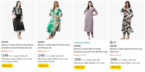 Image of GoSriKi Women's Kurta starting @ ₹249