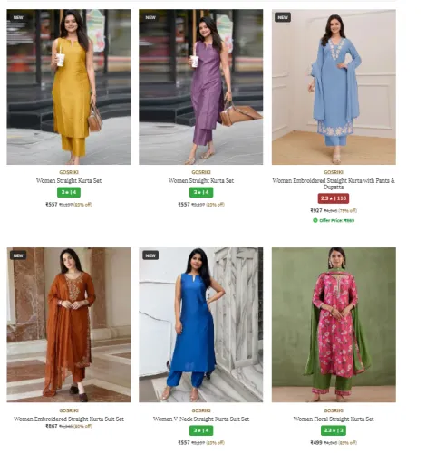 Image of GOSRIKI Women Straight Kurta Set