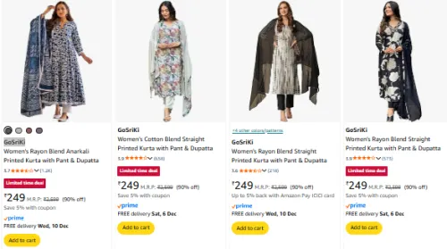 Image of GoSriKi Women's Kurta Set starting @ ₹249