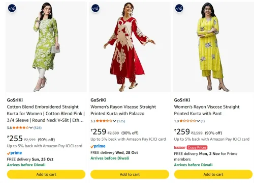 Image of GoSriKi Women's Kurta Set at minimum 90% Discount