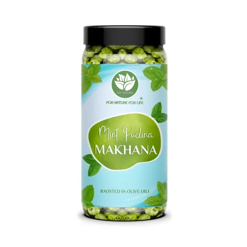 Image of Go Vegan Premium and Organic Roasted & Mint Pudina 100gm Flavoured Makhana | Healthy Snacks | Gluten Free | MSG Free | A