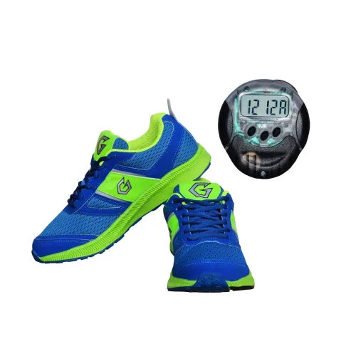 Image of GOWIN Bright Jogging Shoes with Verfied Pedometer (Blue/Lime, Numeric_6)