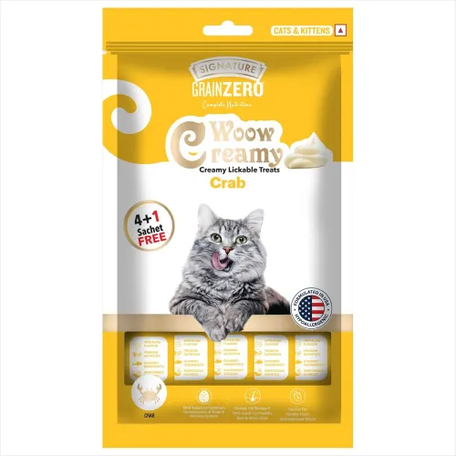 Image of Grain Zero Creamy Lickable Cat Treats 375g (5 x 75g) | Crab | Rich in Protein, Promotes Hydration | No Artificial Preser