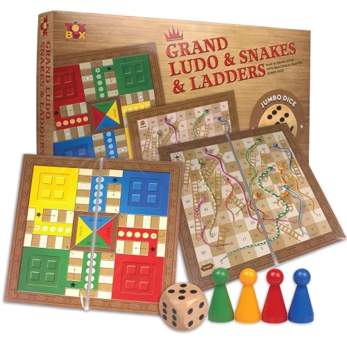 Image of Grand Ludo & Snakes & Ladders Board Game with Jumbo Dice
