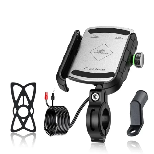 Image of Grand Pitstop Aluminium Bike Mobile Holder with Charger