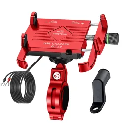 GRAND PITSTOP Mobile Holder for Bikes, Motorcycle, Scooter, Bicycles, Claw Jaw Grip with Charger Bike Mobile Holder, Aluminium Cellphone Holder for Maps & GPS Navigate & 360° Rotation Phone....