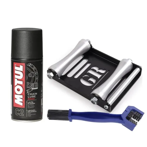Image of Grand Pitstop BBC2RollerL Motul C2 Chain Lube and Paddock Stand GRoller, Large (3-Pieces, 150 ml)