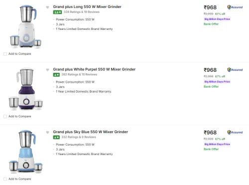 Image of Grand Plus Mixer Juicer Grinder Starting @ ₹968