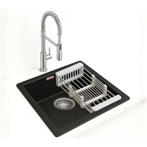 Image of Granite Quartz Kitchen Sink 16x18 Midnight Black