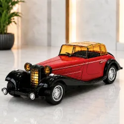 GRAPHENE 1:32 Metal Diecast Vintage Toy Car Pull Back Action Light Sound Openable Doors Decorative Item Antique Retro Classic Model Car for Kids Toddlers Car Collectors Birthday Gift(Red)