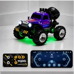 GRAPHENE 1:64 Diecast Remote Control Monster Truck Mini Off Road RC 4×4 Smart Phone Connect Metal Toy Car 2.4GHz Wireless Big Rubber Tyres LED Lights Rechargeable Toddlers Gift Kids Boys Gir...