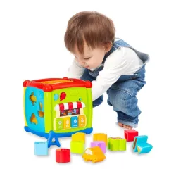 GRAPHENE Fancy Activity Cube 6 in 1 Musical Educational and Learning Activity Toy Blocks, Clock, Alphabets-Tree, Transpo