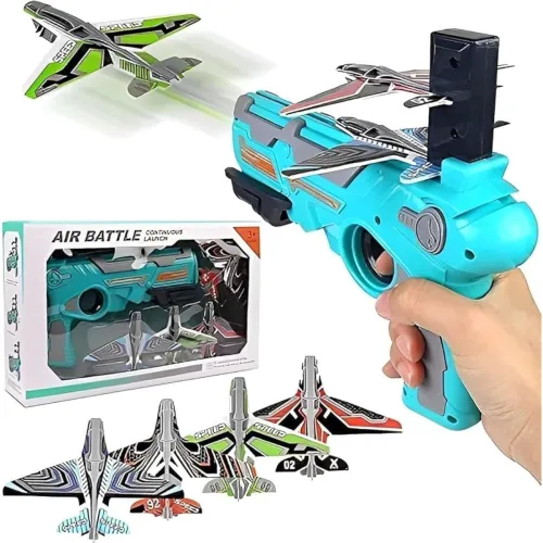 Image of Graphene Airplane Launcher Gun Toy with 4 Foam Gliders