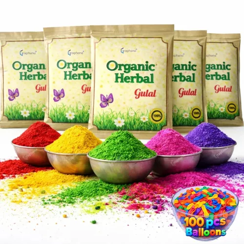 Image of Graphene Herbal Gulal 5 Pack with Water Balloons