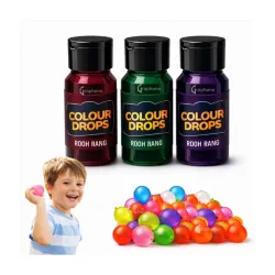 GRAPHENE Holi Color Non Toxic Liquid Colour Drops Po3 with 100 Water Balloons For Kids