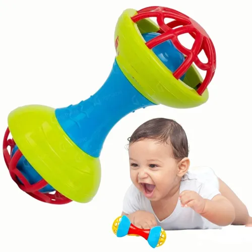 Image of GRAPHENE Plastic Dumbbell Rattle Toy Soft Rattles Teether Toys for Baby & Toddlers Sound Toys Grab Chew and Shake Teethi