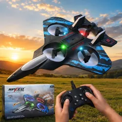 GRAPHENE Remote Control Airplane for Kids RC Fighter Jet Plane Toy LED Lights 360° Flip Stunt Roll Hovering Spinning Stable Flight Easy to Fly Foam Aircraft Glider Hobby Toy Boys Girls Adult...