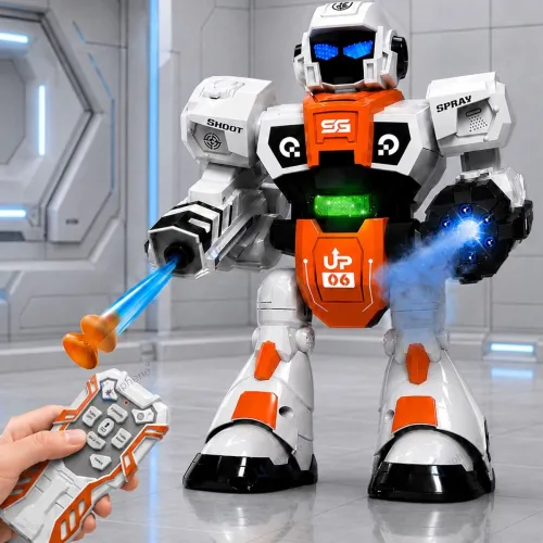 Image of GRAPHENE Remote Control Robot Toy RC Smoke Toys Extra 500 BB Bullets Light Sound Music Dance Shooting Sticky