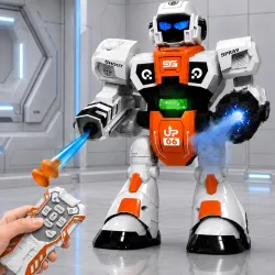 GRAPHENE Remote Control Robot Toy RC Smoke Toys Extra 500 BB Bullets Light Sound Music Dance Shooting Sticky Projectiles Educational Walking Automatic RC Robot Toy for Kids Boys Girls 5+ Yea...