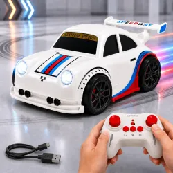 GRAPHENE Smart Sensor RC White Drift Car for Kids 2.4GHz Remote Control Racing Car with Follow Me Mode Escape Mode LED Lights Sound Effects Rechargeable Toy Vehicle for Boys & Girls