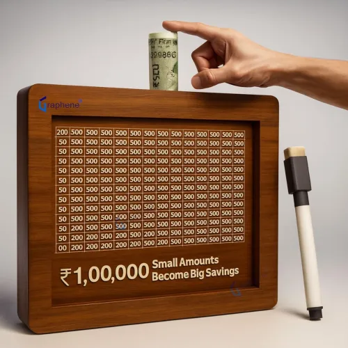 Image of GRAPHENE Wooden Piggy Bank Gullak for Kids 
