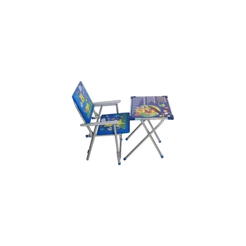 Image of GRAZIA Kids Durable Wooden Folding Study Table Chair Set (2-8 Years) - Large-Blue