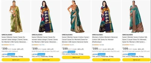 Image of GRECIILOOKS Saree Starting @ ₹399 