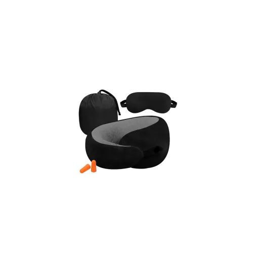 Image of GREELI Premium Memory Foam Travel Neck Pillow with Eye Mask & Carry Bag